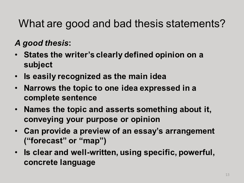 Good and bad thesis statements